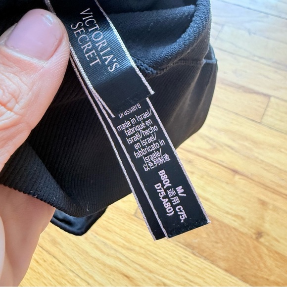 VICTORIAS SECRET Sport Bralette Sports Bra Crop Top Ribbed Black Medium - Picture 3 of 3